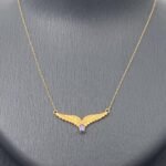 ⁦طقم جناح الصقر ذهب عيار 21 وزن 3.56 جرام بفص ازرق راق⁩ - الصورة ⁦3⁩